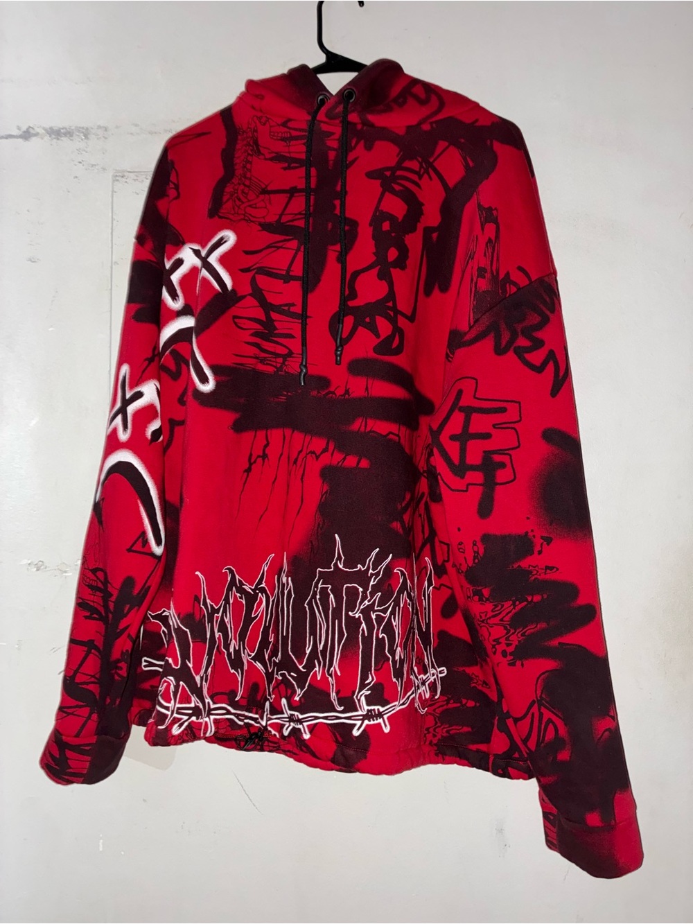 Jaded London Red Black Graffiti Oversized Hoodie Size M Streetwear